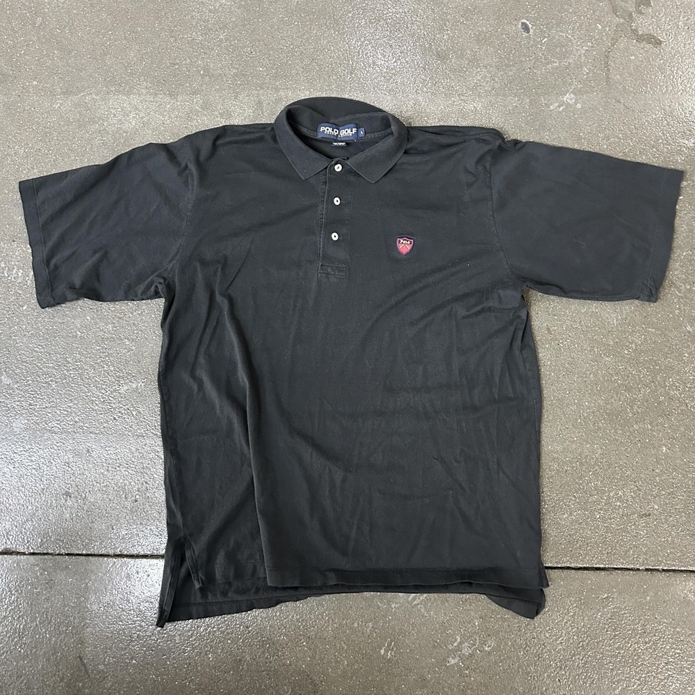 Polo Golf Ralph Lauren Polo Shirt Mens Large Black Cotton Golf Embroidered Crest
